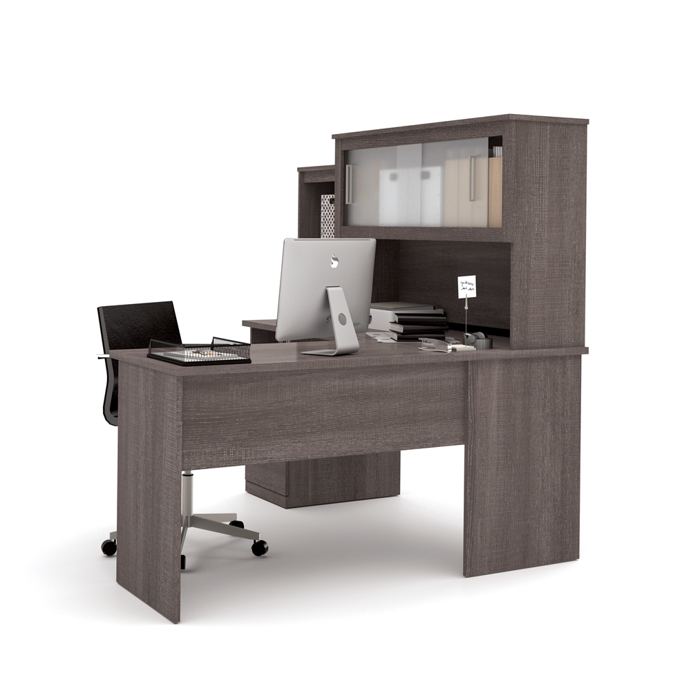 Dayton by  L-Shaped desk in Bark Gray. Picture 3