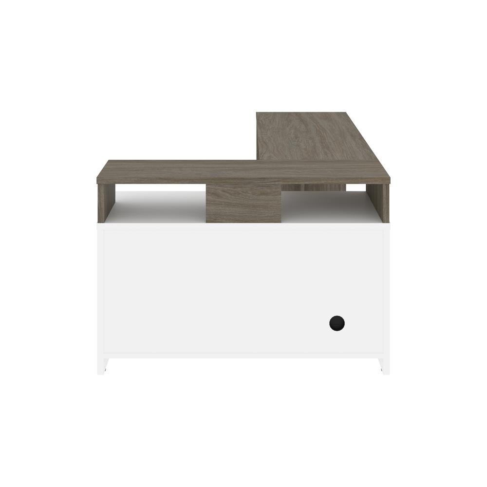 Bestar Equinox 57W 56W L-Shaped Desk in walnut grey & white. Picture 5