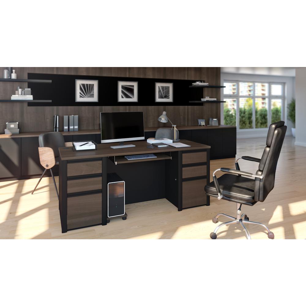 Bestar Connexion 72W Executive Desk , Antigua & Black. Picture 3