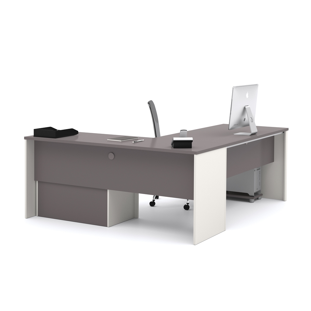 Connexion L-shaped workstation in Slate & Sandstone. The main picture.