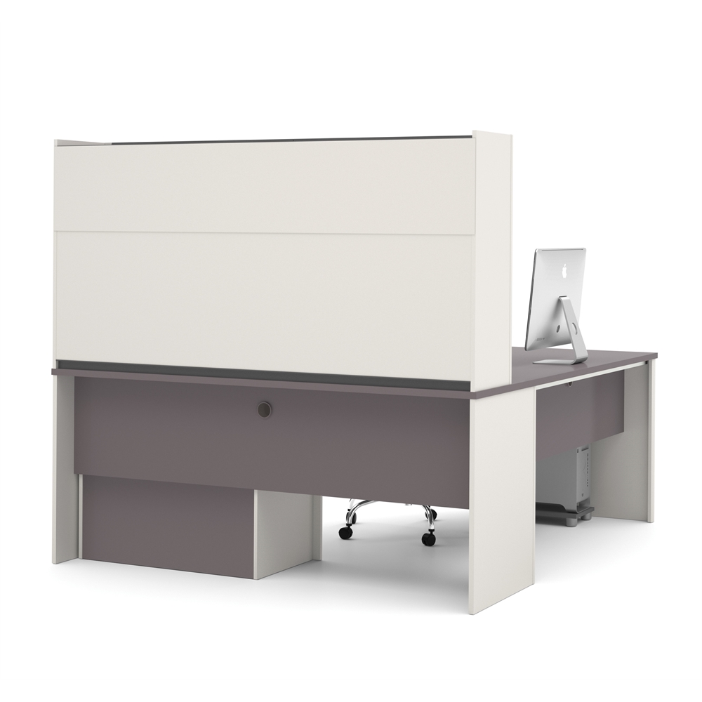 Connexion L-shaped workstation in Slate & Sandstone. Picture 3