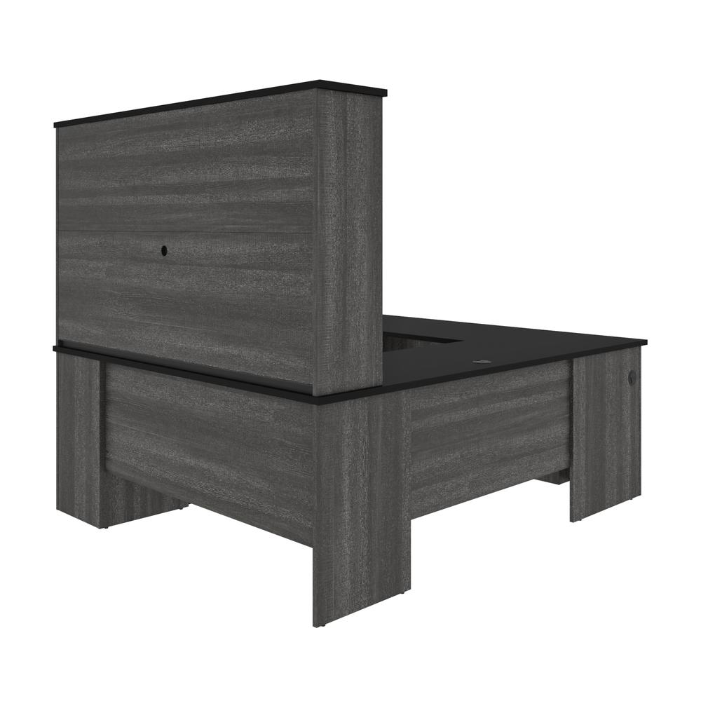 Bestar Norma Norma U-shaped workstation with hutch - Black & Bark Gray. Picture 3