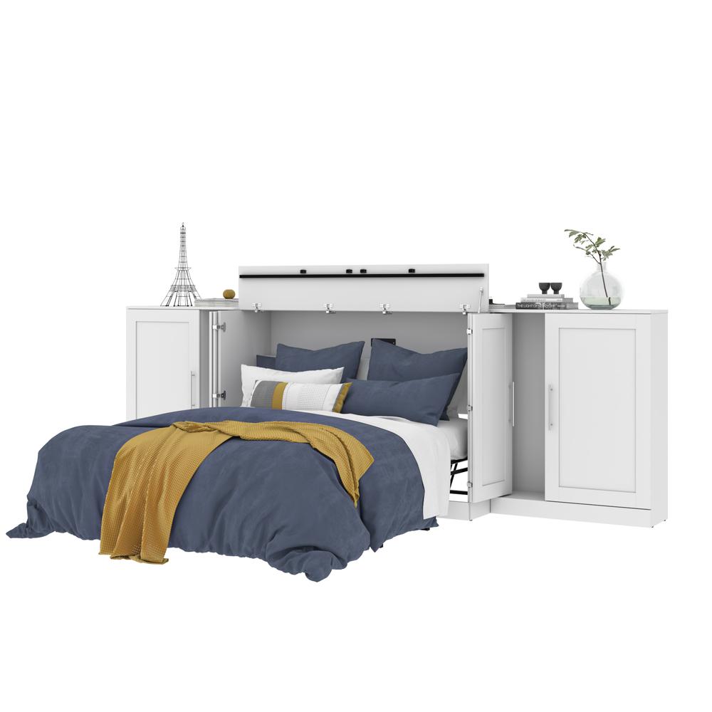 Pur by Bestar Queen Cabinet Bed with Two Storage Units - White. Picture 4