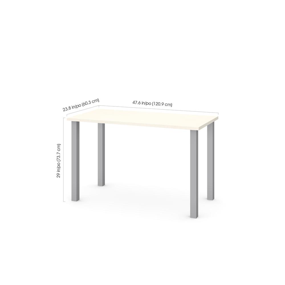 Bestar 24 X 48 Table With Square Metal Legs In White Chocolate