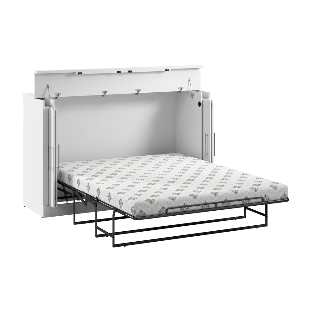 75W Queen Cabinet Bed with Mattress in White. Picture 3