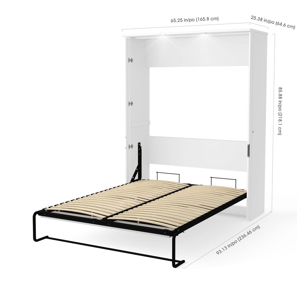 Bestar Lumina 3-Piece Queen Wall Bed and 2 Storage Units in White. Picture 3