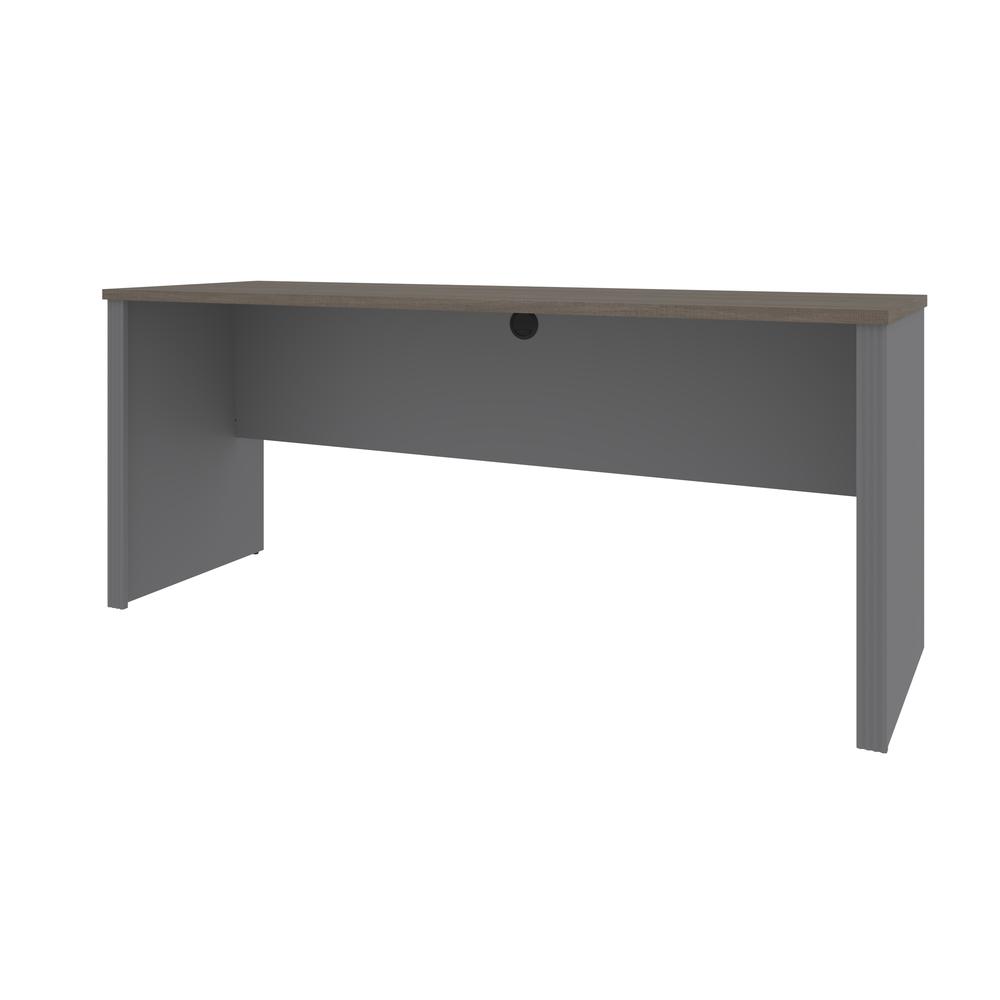 Bestar Prestige + 72W Narrow Desk Shell in bark grey & slate. Picture 1