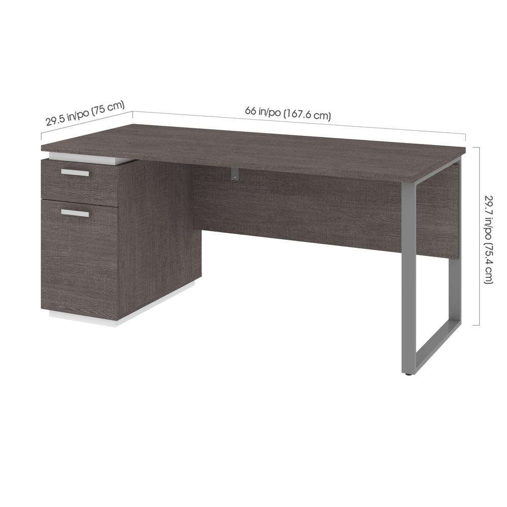 Aquarius Computer Desk - Bark Gray & White. Picture 6