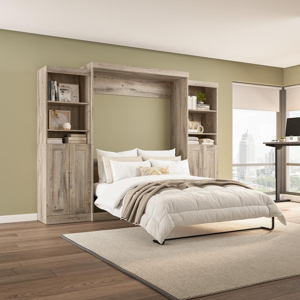 Pur Queen Murphy Bed with Closet Storage Organizers (115W) in Rustic Brown. Picture 7