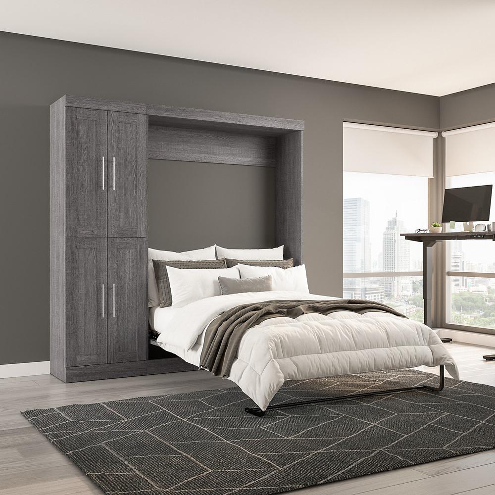 Pur Full Murphy Bed with Closet Organizer (84W) in Bark Gray. Picture 4