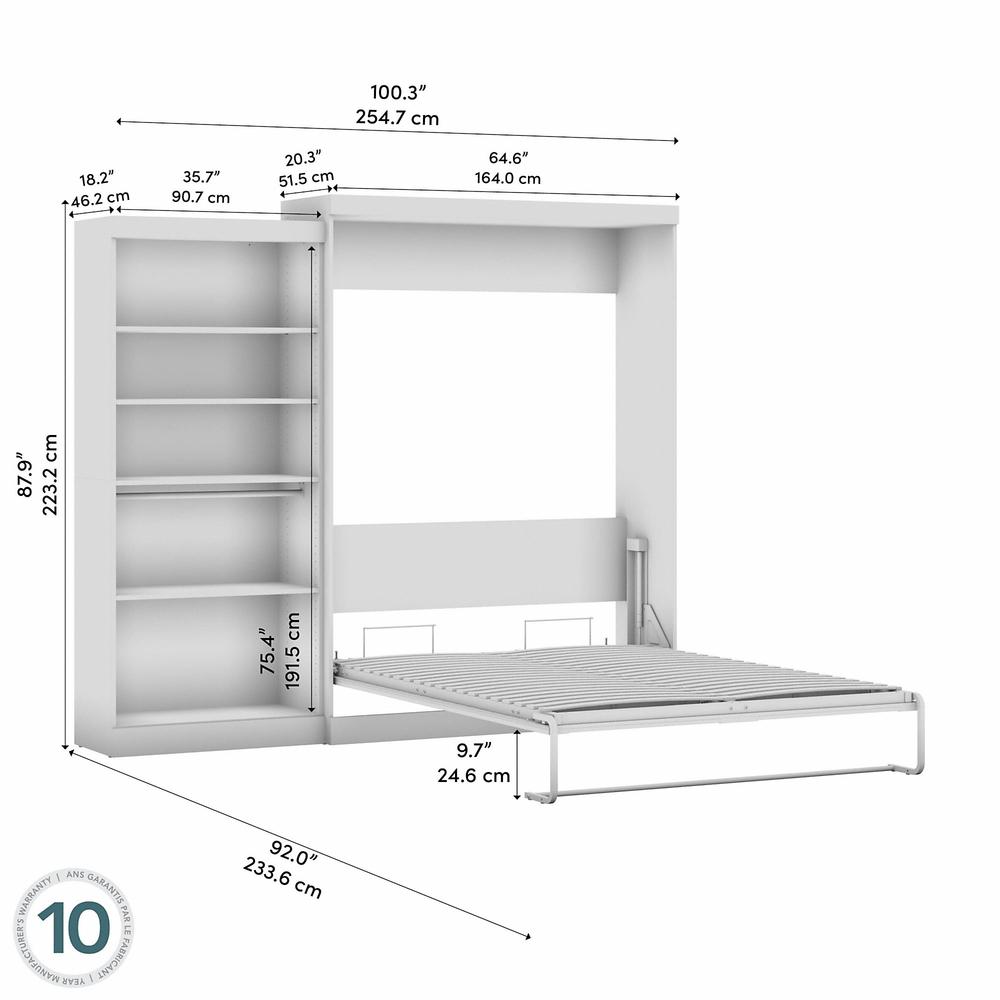Pur Queen Murphy Bed with Closet Organizer (101W) in White. Picture 4