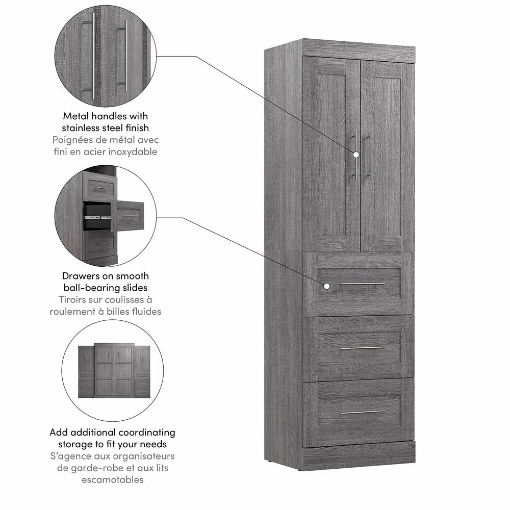 Pur 25W Wardrobe with Drawers in Bark Gray. Picture 2