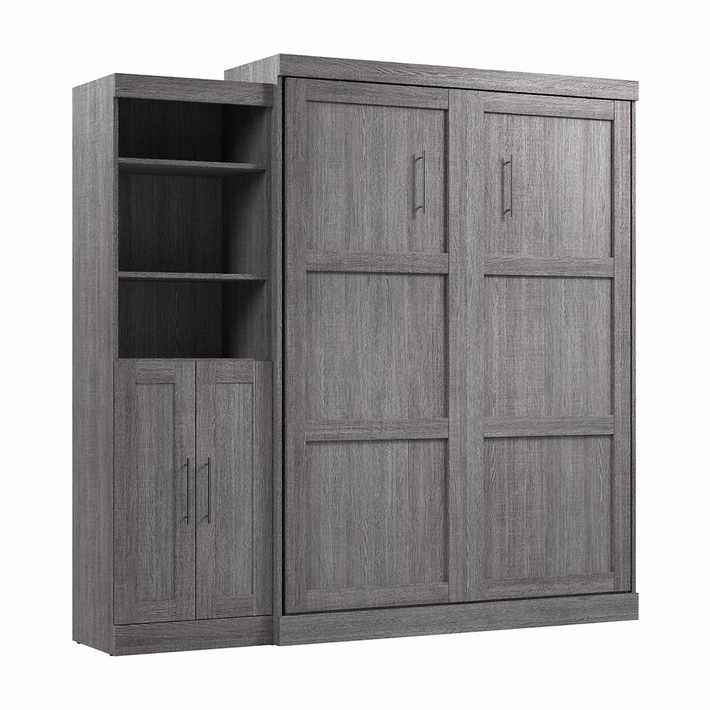 Pur Queen Murphy Bed and Closet Organizer with Doors (90W) in Bark Gray. Picture 1