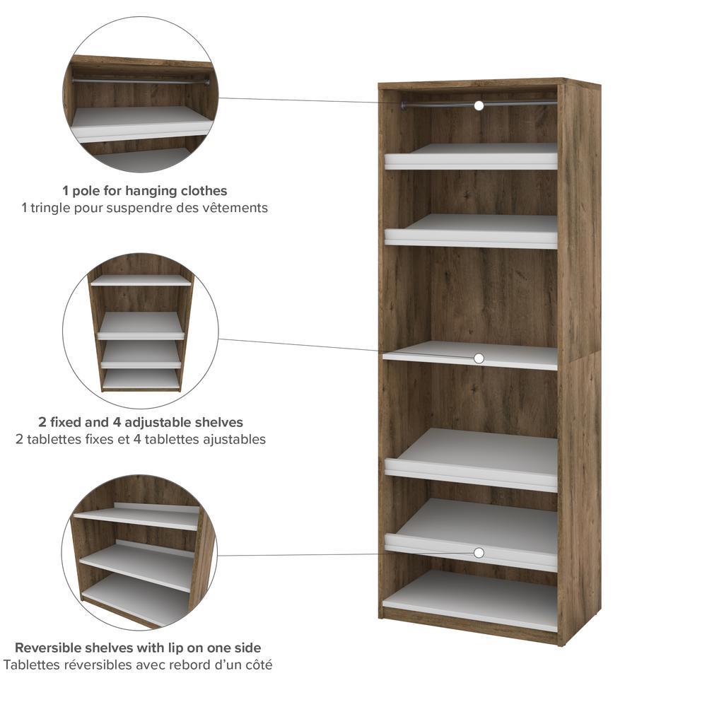 Cielo 29.5" Shoe/Closet Storage Unit Featuring Reversible Shelves in Rustic Brown and White. Picture 7