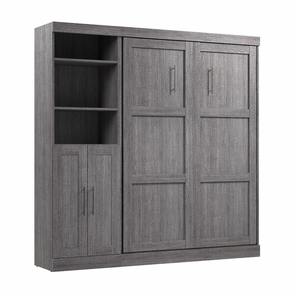 Pur Full Murphy Bed and Closet Organizer with Doors (84W) in Bark Gray. Picture 1