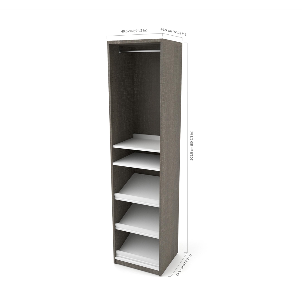 19.5" Shoe/Closet Storage Unit Featuring Reversible Shelves in Bark Gray and White. Picture 1