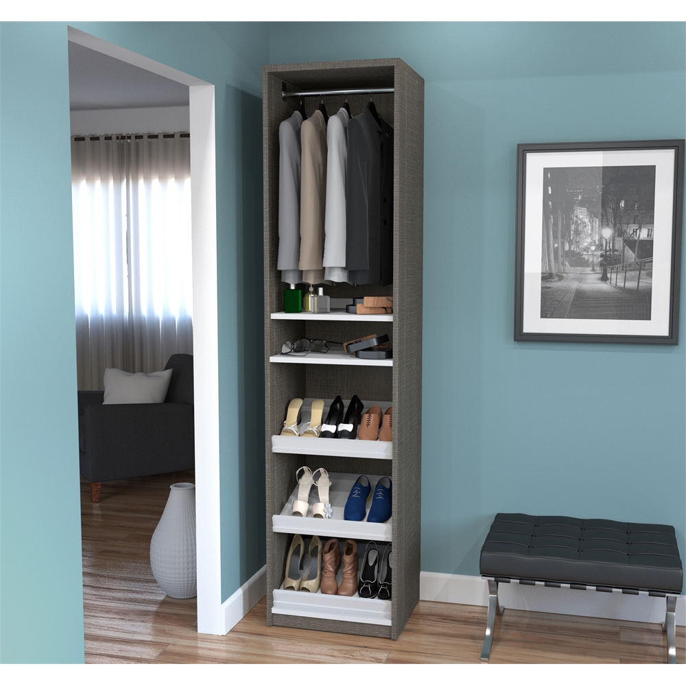 19.5" Shoe/Closet Storage Unit Featuring Reversible Shelves in Bark Gray and White. Picture 2