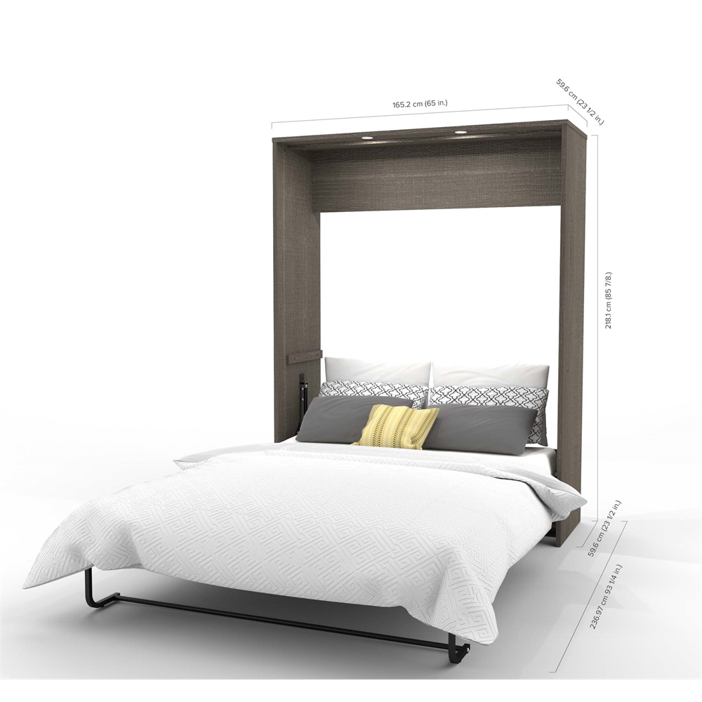 Premium 95" Queen Wall Bed kit in Bark Gray and White. Picture 2