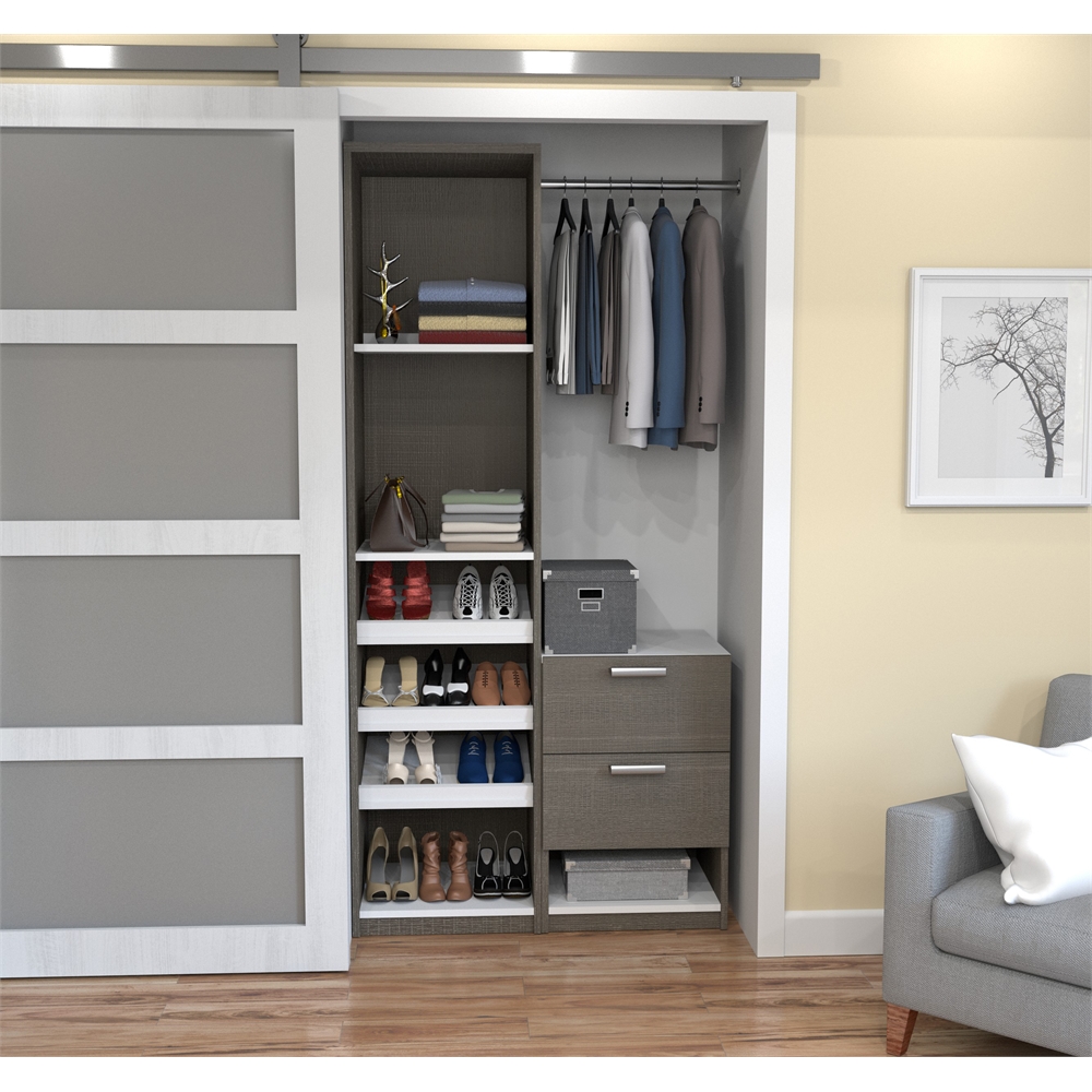 Deluxe 39" Reach-In Closet in Bark Gray and White. Picture 2