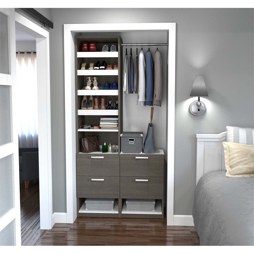 Elite 39" Reach-In Closet in Bark Gray and White. The main picture.
