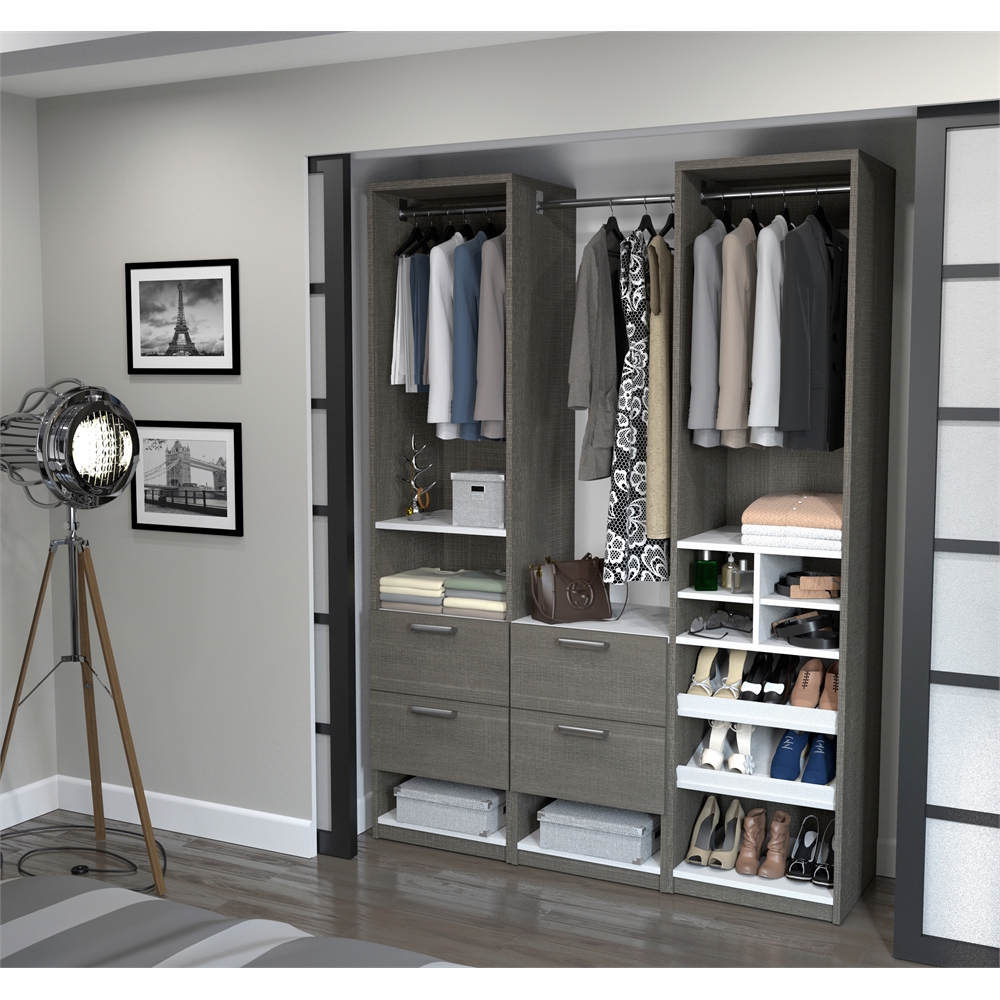 Elite 59" Reach-In Closet in Bark Gray and White. The main picture.