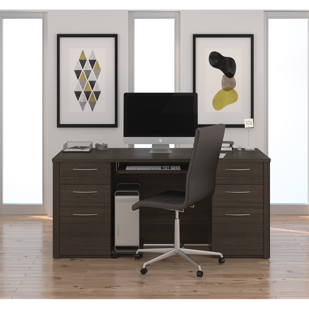 Embassy 66" Executive desk kit in Dark Chocolate. Picture 2