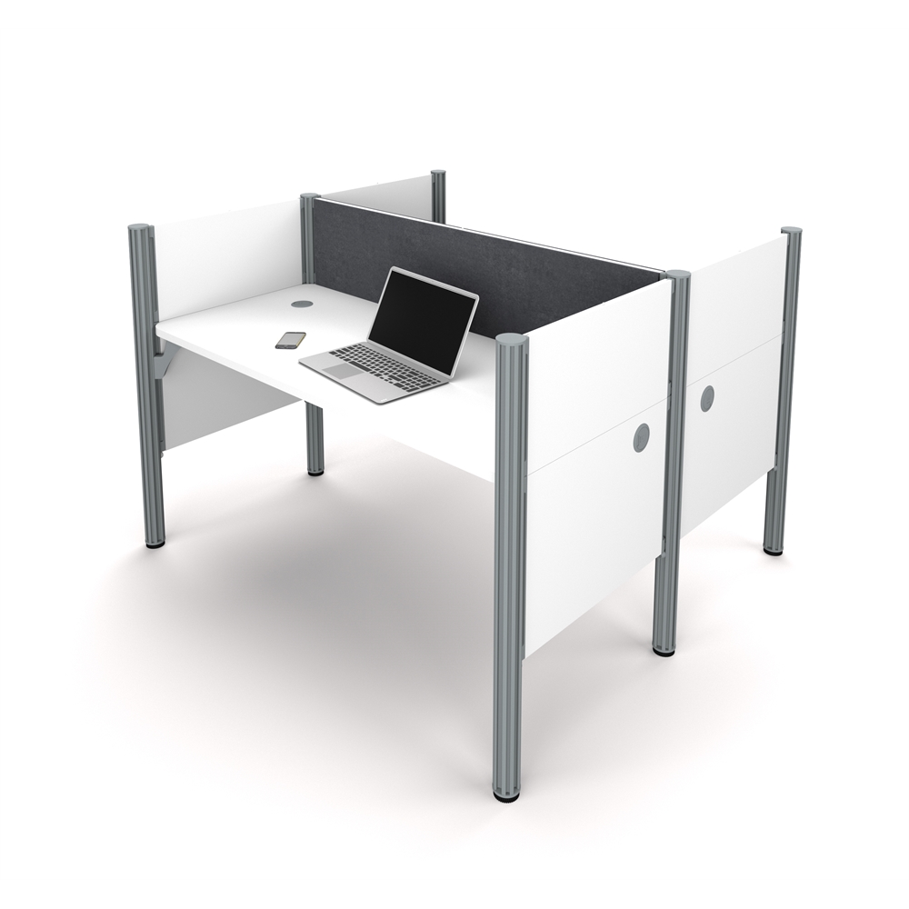 Pro-Biz Double face to face workstation in White with Gray Tack Boards. Picture 1