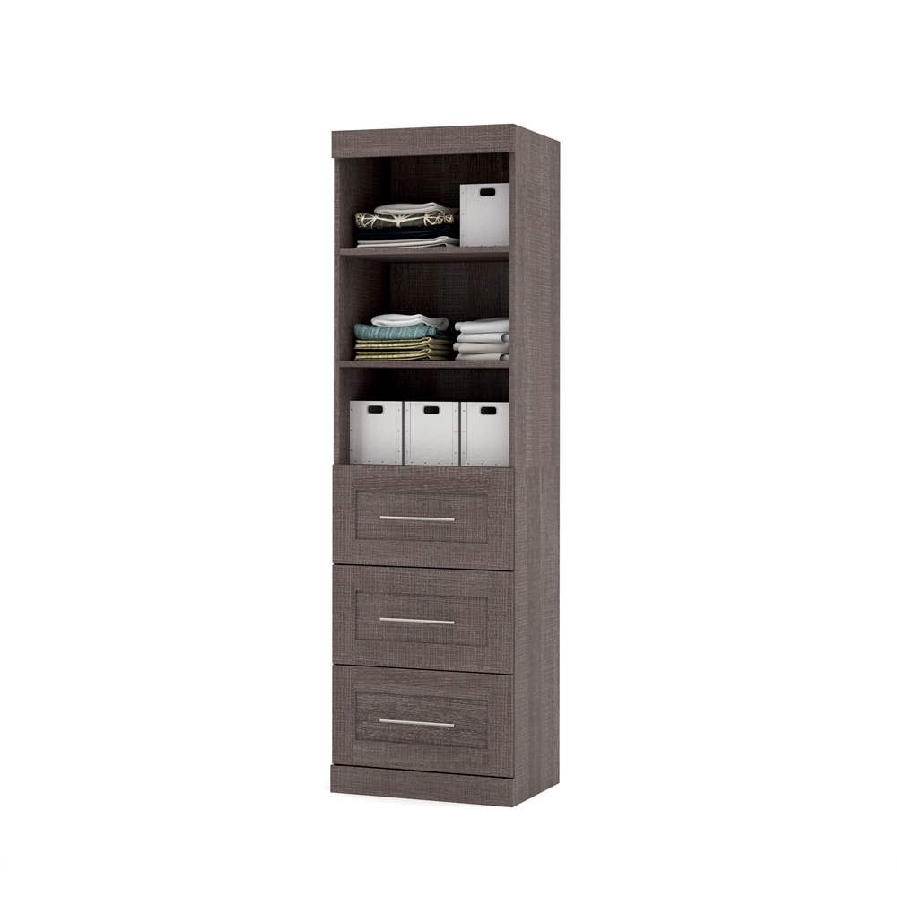 25" storage unit with 3-drawer set in Bark Gray. Picture 3