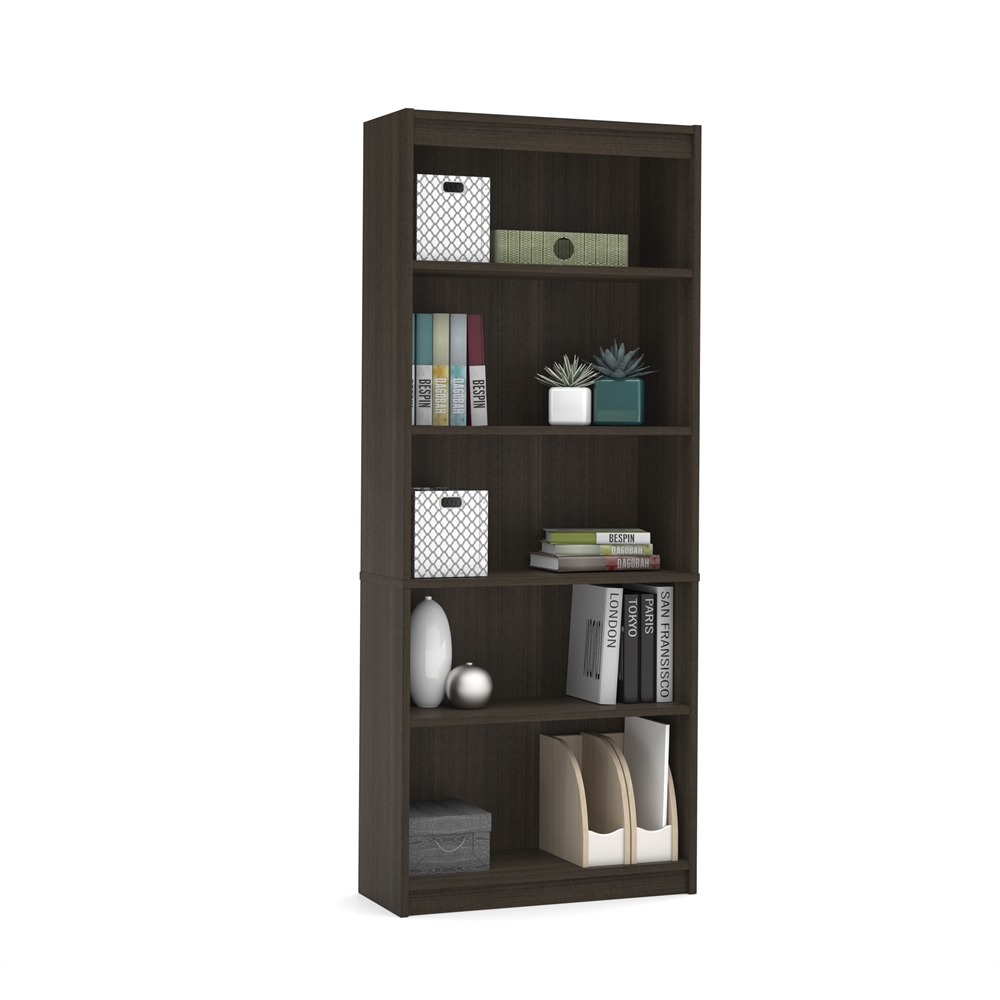 Ridgeley U-shaped Desk with lateral file and bookcase in Dark Chocolate. Picture 5