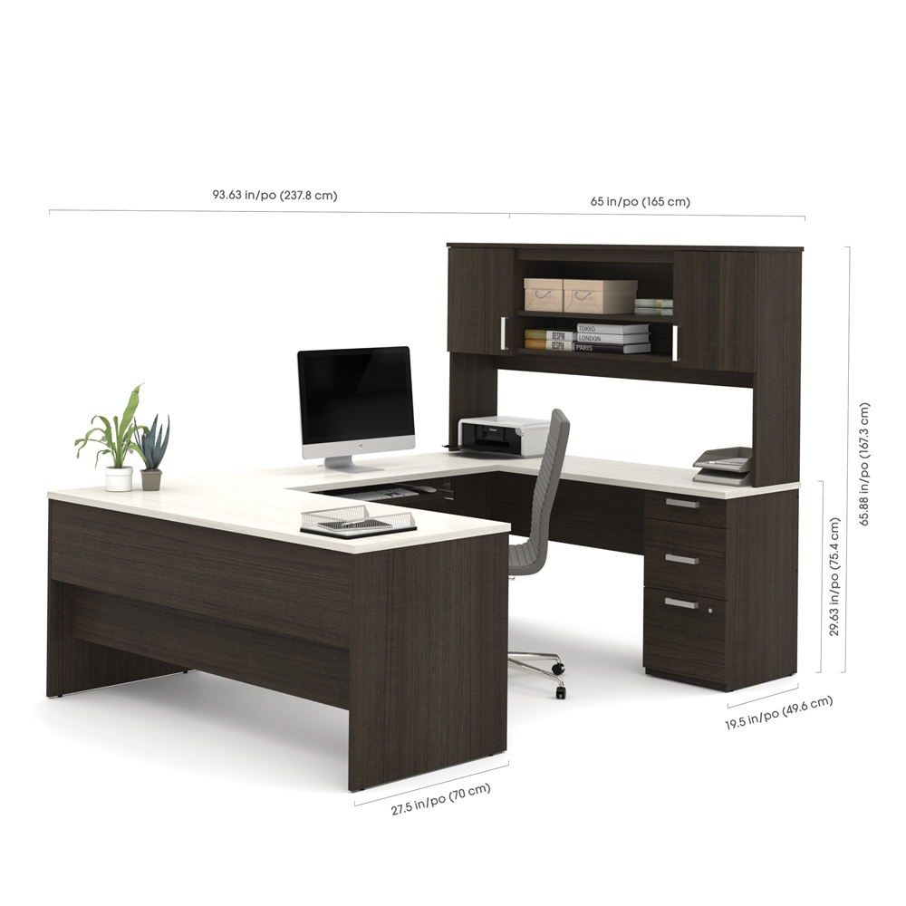 Ridgeley U-shaped Desk with lateral file and bookcase. Picture 4