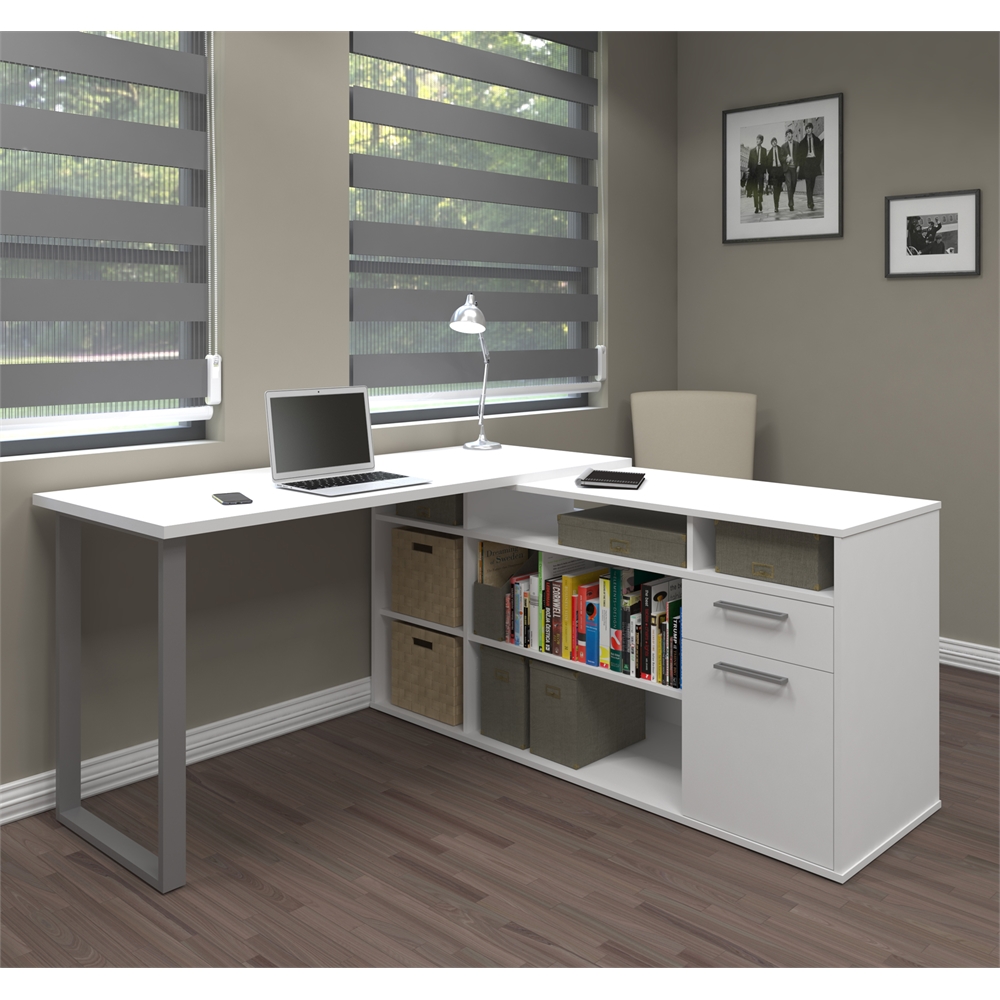 Solay L-Shaped Desk in White. Picture 2
