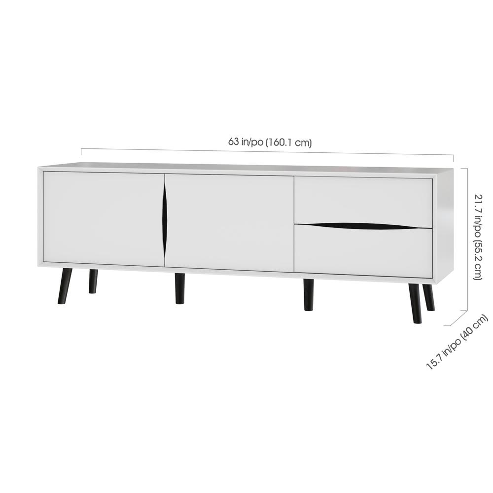 Bestar Maia 63W TV Stand in white. Picture 5