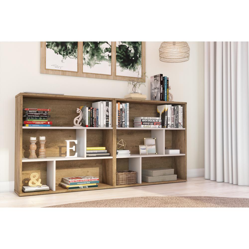 Fom 2-Piece Asymmetrical Shelving Unit Set in Rustic Brown & Sandstone. Picture 2