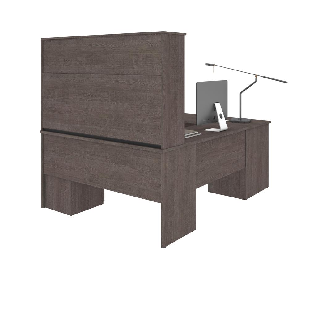 Innova Plus U-Shape Desk with Hutch - Bark Gray. Picture 3