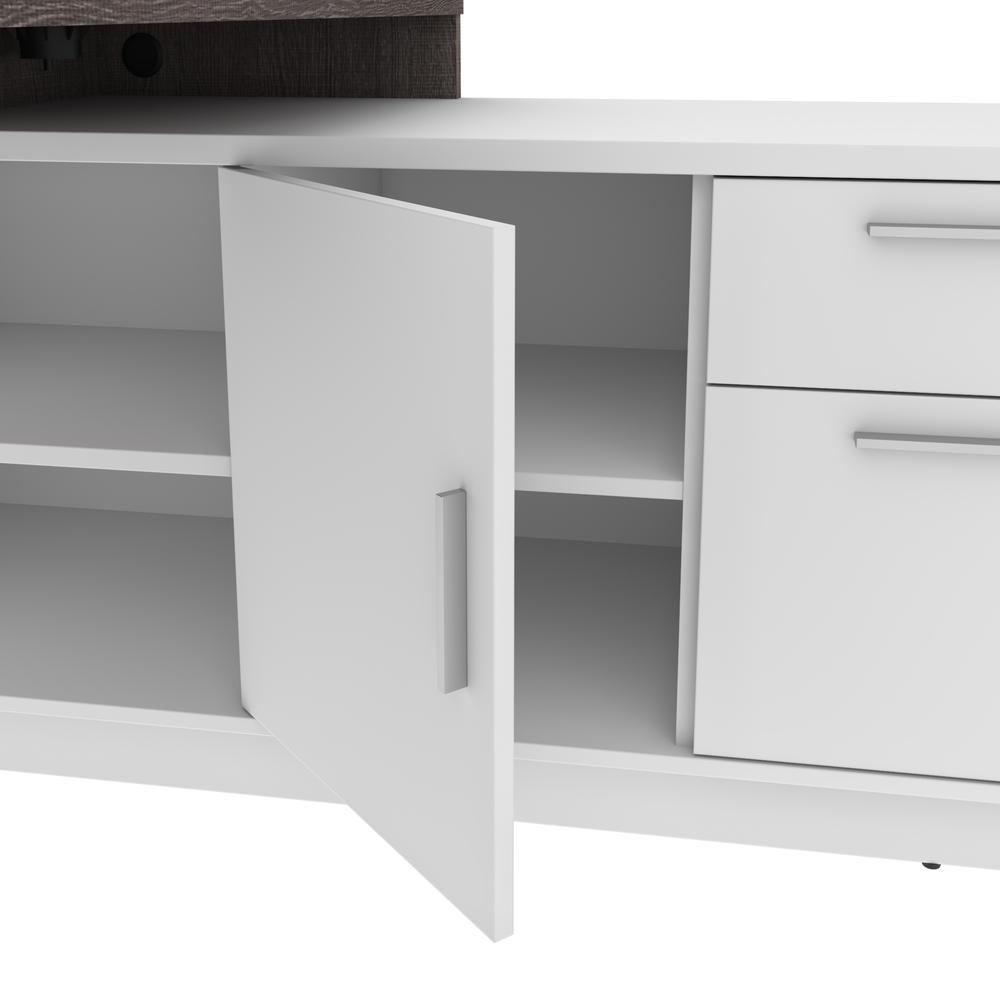 Equinox 2-Piece L-Shaped Desk and Bookcase - Bark Gray & White. Picture 7