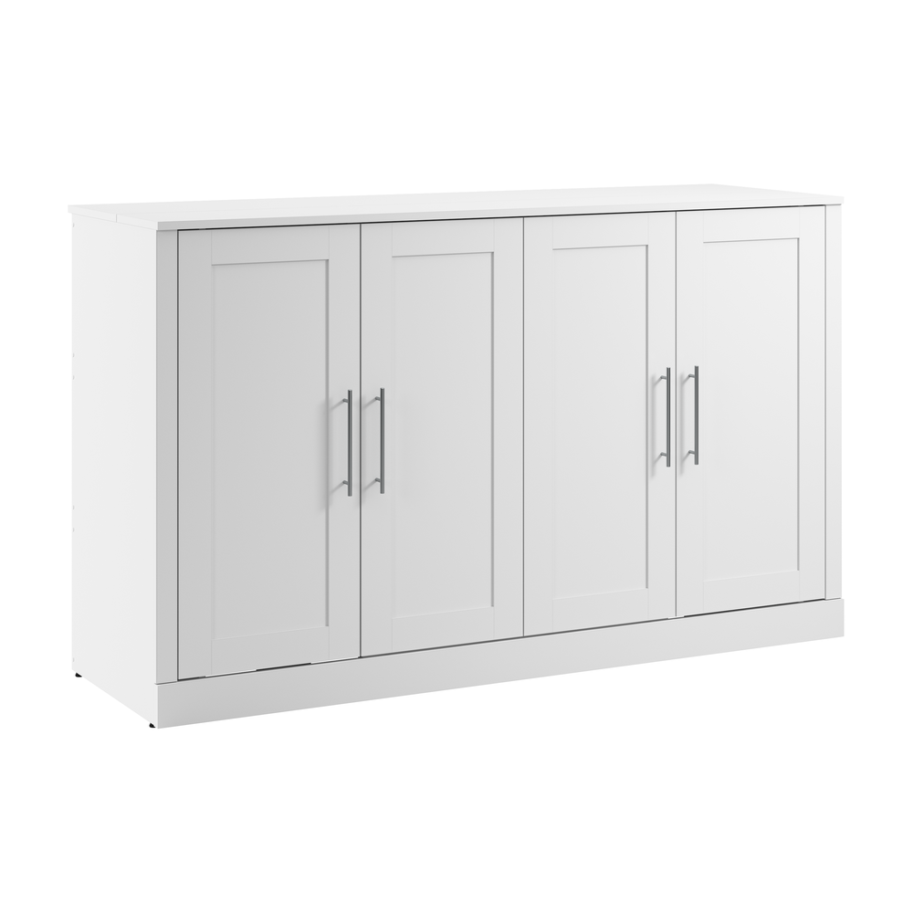 75W Queen Cabinet Bed with Mattress in White. Picture 1