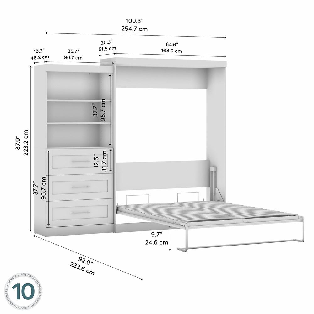 Pur Queen Murphy Bed and Shelving Unit with Drawers (101W) in Platinum Gray. Picture 4