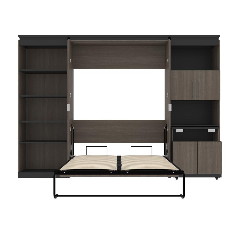 Full Murphy Bed with Shelves and Storage Cabinet with Fold-Out Desk. Picture 9