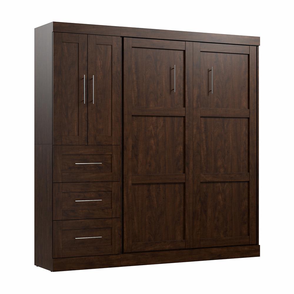 Pur Full Murphy Bed with Closet Organizer with Drawers (84W) in Chocolate. Picture 1