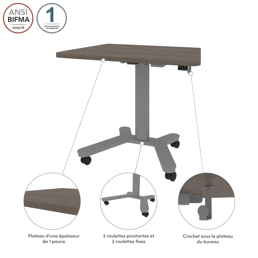 Bestar Universel 36W x 24D Small Standing Desk in bark grey. Picture 8