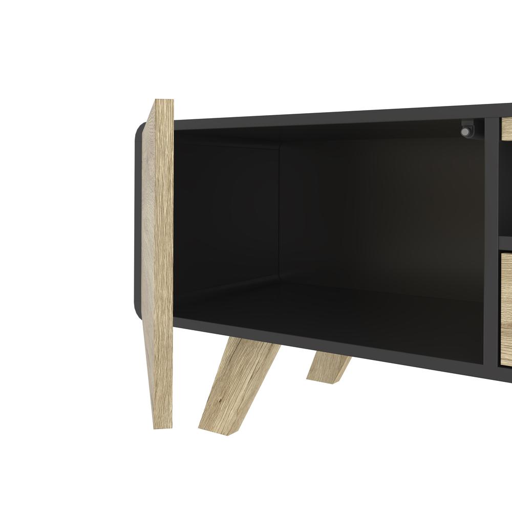 Bestar Alhena 63W TV Stand for 50 inch TV in black uv & sandy brown oak. Picture 12