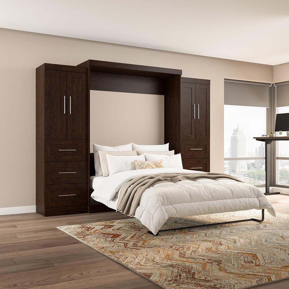 Pur Queen Murphy Bed with Closet Storage Cabinets (115W) in Chocolate. Picture 7