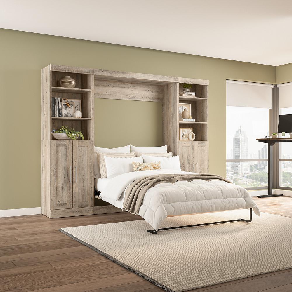 Pur Full Murphy Bed with Closet Storage Organizers (109W) in Rustic Brown. Picture 7