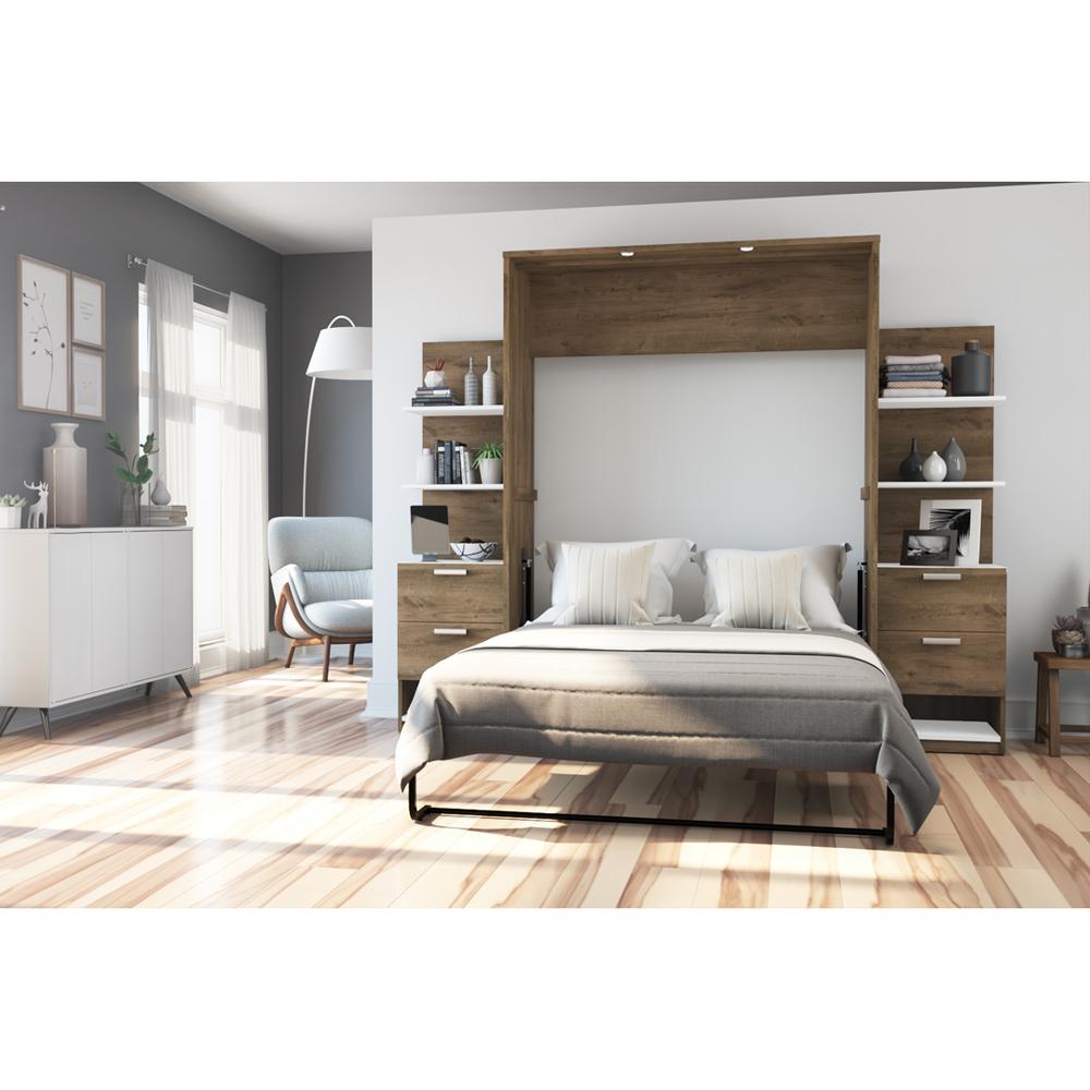Elite 104" Queen Wall Bed kit in Rustic Brown and White. Picture 4