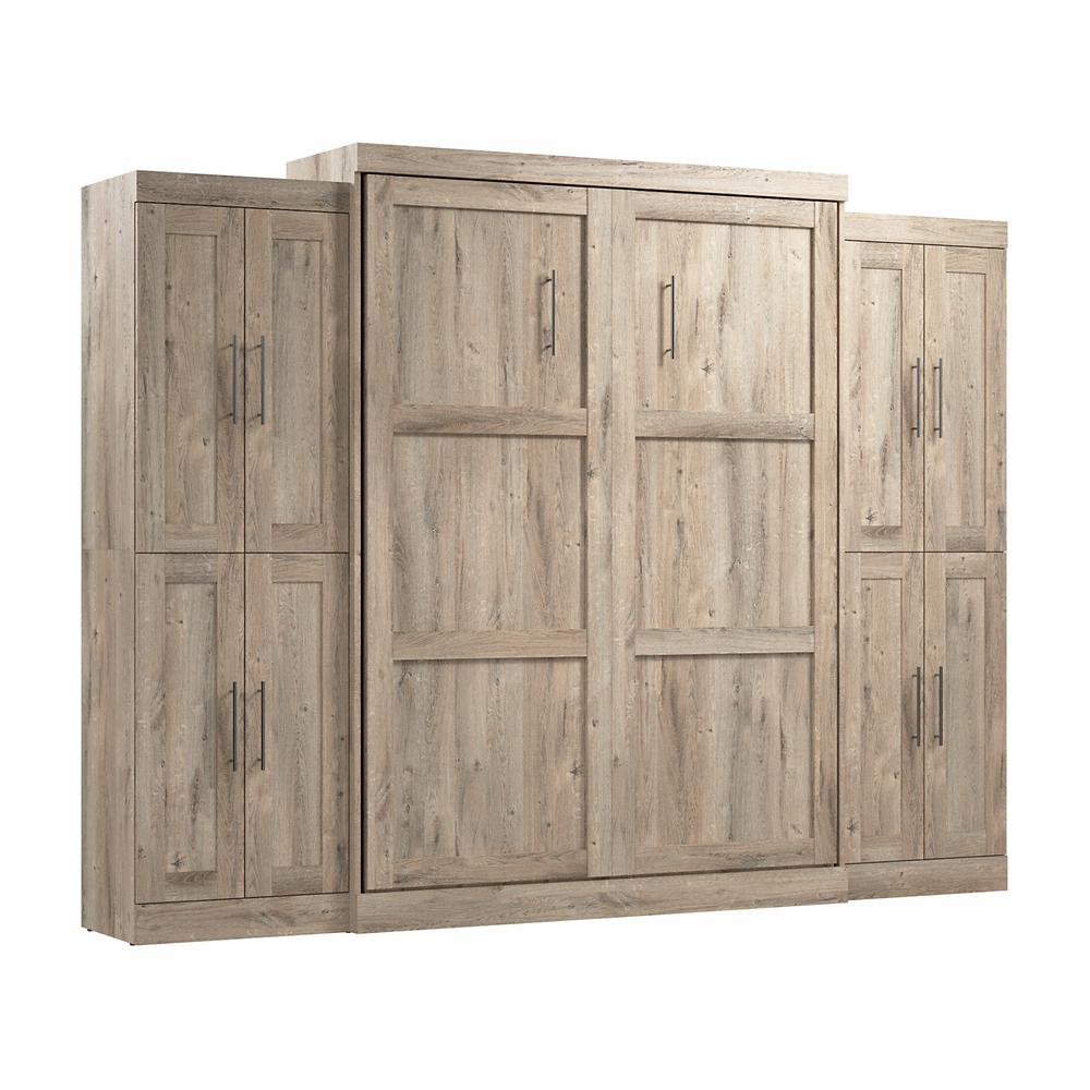 Pur Queen Murphy Bed with Storage Cabinets (115W) in Rustic Brown. Picture 1