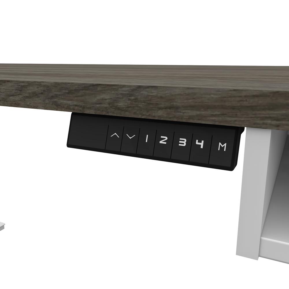 Height Adjustable L-Desk in Walnut Grey & White. Picture 3