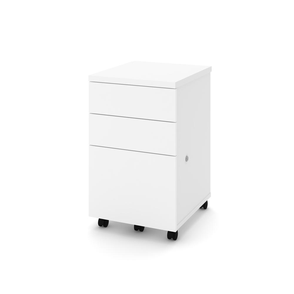 BESTAR Universel 16W Assembled Mobile Pedestal with 3 Drawers in white. Picture 1