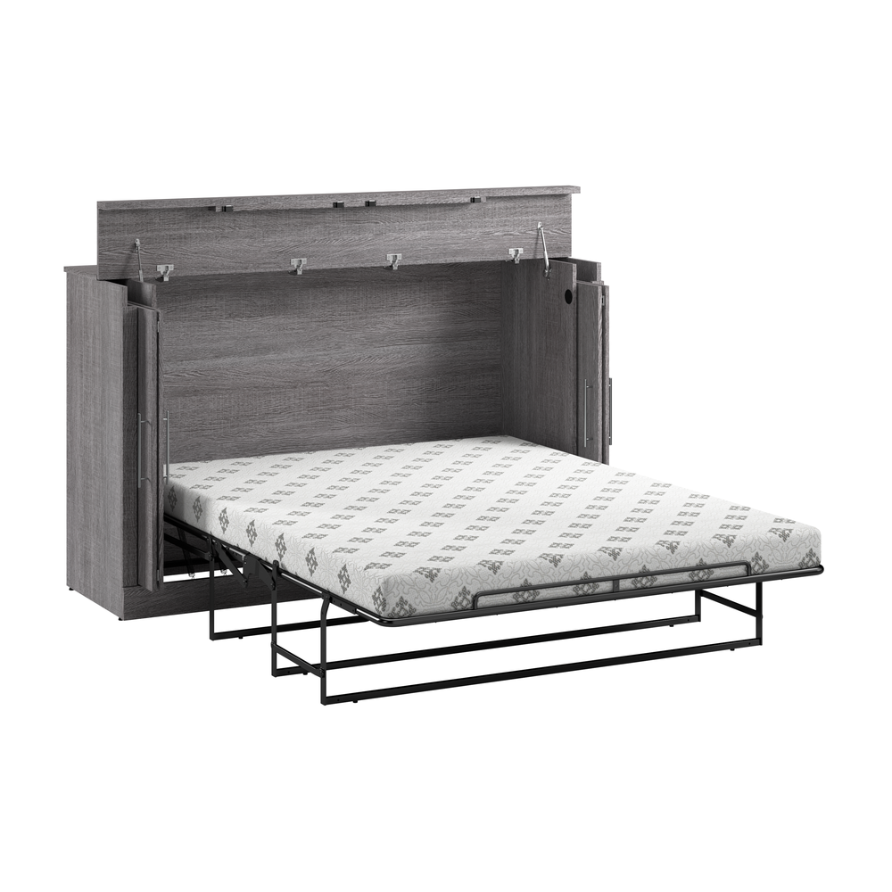 75W Queen Cabinet Bed with Mattress in Bark Grey. Picture 3
