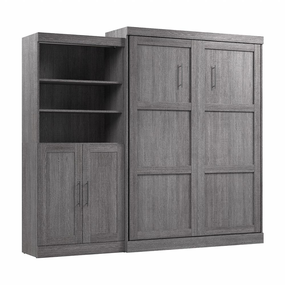 Pur Queen Murphy Bed and Closet Organizer with Doors (101W) in Bark Gray. Picture 1