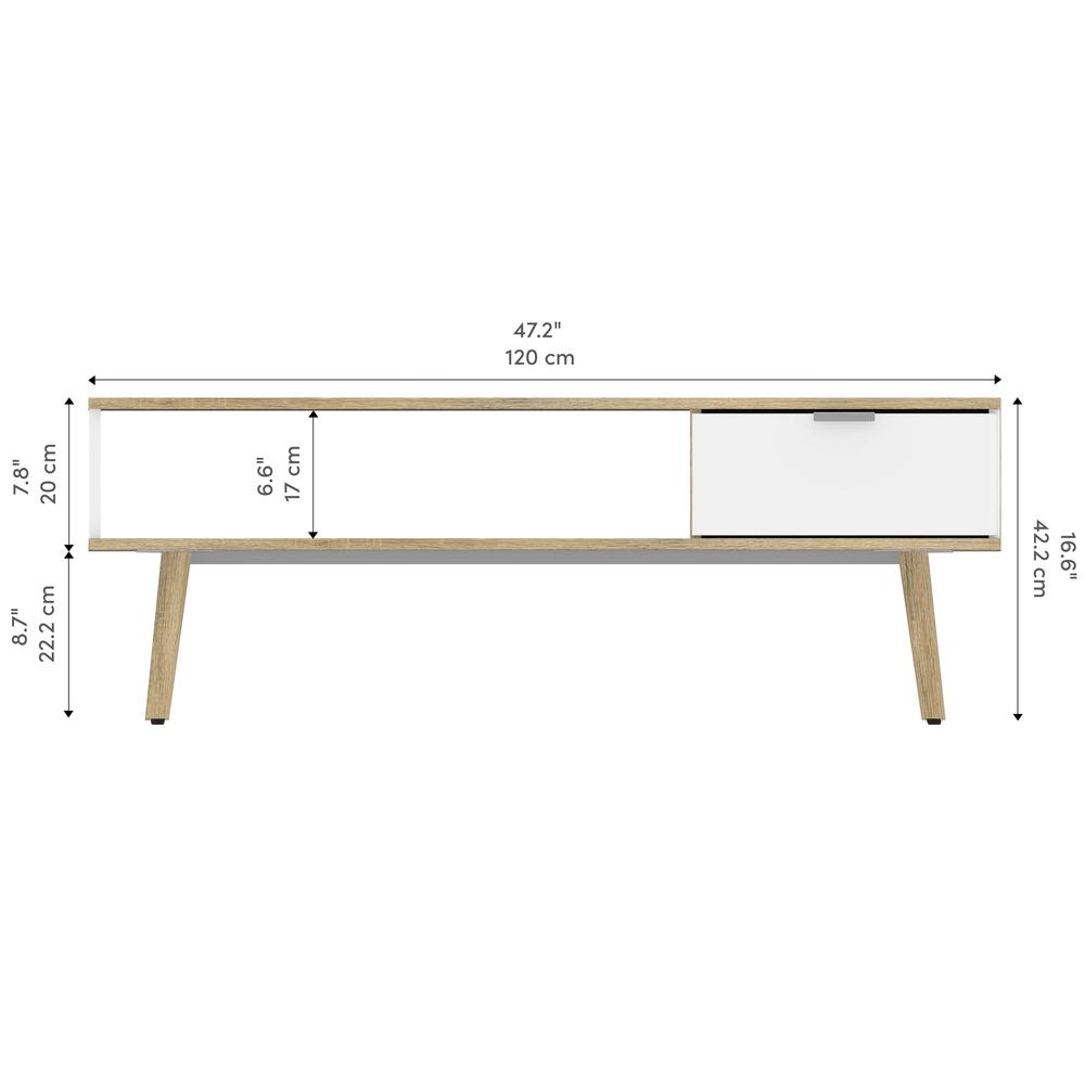 Bestar Procyon 48W Coffee Table in modern oak & white uv. Picture 11